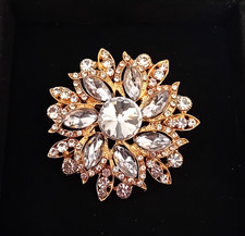 Large Sparkling Crystal Brooch Gift Boxed for Her Christmas Flower Rhinestone UK