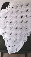 Hand Knitted Baby Shawl Blanket Newborn Baby Gift Christening 28in x 34in
