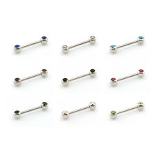 Nipple Bar with Front Facing Gem Surgical Steel - Choose Colour and Size