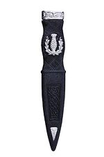 KILT HIGHLANDWEAR SAFETY SGIAN DUBH DUMMY PEWTER MOUNT THISTLE DESIGN CHROME
