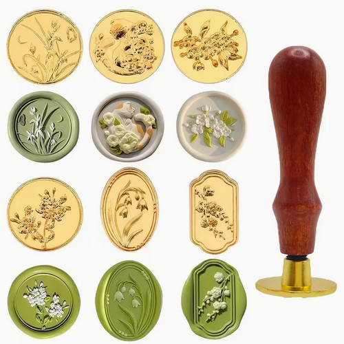 7pc floral wax seal - floral, stamp