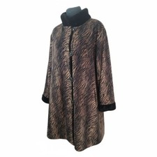 Vintage Alexon Reversible Faux Fur Coat Animal Print Black Size 14 (Fits 16-18)
