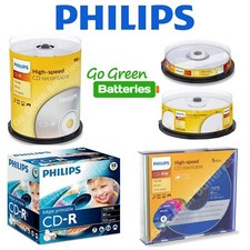 Philips CD-R CD-RW Blank Recordable Rewritable Discs 5/10/25/50/100 Pack