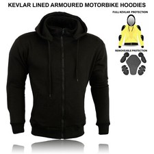 Men Motorbike Fleece Hoodies Made with Kevlar Removable Armour Motorcycle Jacket