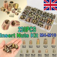 230/70PCS M4/M5/M6M8/M10 THREADED HEX DRIVE INSERT FIXING WOOD SCREW INSERTS NUT