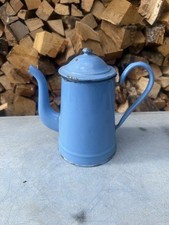 Vintage French Blue Enamel Kettle Tea Pot Teapot