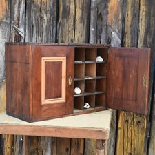 Antique Unusual Pigeon Holes Hobbs Lock Dovetail Stained Pine Filing Cabinet