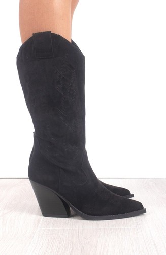 Cowboy boot black faux soft - faux,