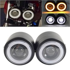 Yellow Twin Headlight Motorcycle Dual Lamp For Harley Street Fighter Universal