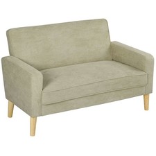 HOMCOM 2 Seater Sofa, Velvet-Feel Upholstered Loveseat for Small Space, Beige