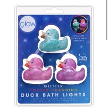Set of 3 Light Up Rubber Ducks Multi Coloured Bath Toys for Kids Toddlers UK