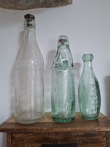 Vintage glass pop bottles - glass,