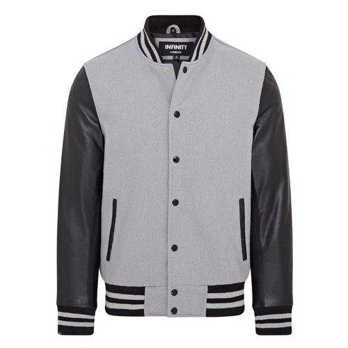 Grey letterman baseball wool - grey,