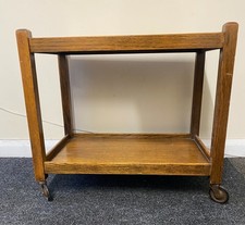 Vintage Mid Century Two-Tier Wooden Drinks Trolley