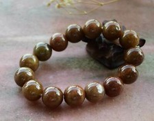 Certified13.5mm Brown Red Natural A JADE Jadeite Beads Bangle Bracelet 手链