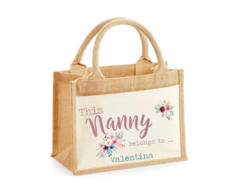 Personalised XL Jute Bag Shopping Bag This Nanny Belongs to. Christmas Birthday 