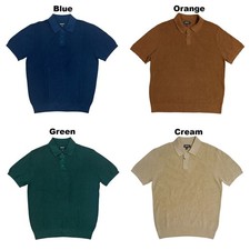 DKNY Men's Short Sleeve Ribbed Knit 3 Button Placket Collared Sweater Polo