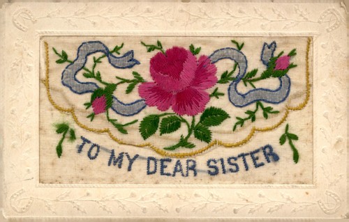 Ww1 silk embroidered postcard - silk,