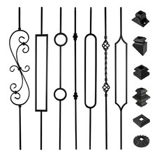 Premium Hollow Metal Stair Spindles Railings Balustrade Steel Picket Panel Black