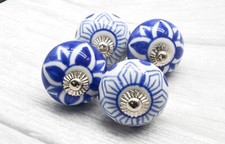 BLUE CERAMIC Knobs Handpainted