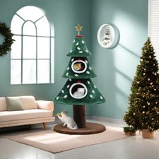 Christmas Cat Tree with Cat House Cat Tower for Indoor Cats with Cat Condos