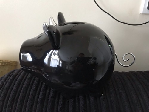 Black large pig with horns - large,