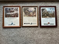 Vtg 1943 Willys Built Jeep WW2 Framed Lot Of Posters: Heroic Officer Mindanao