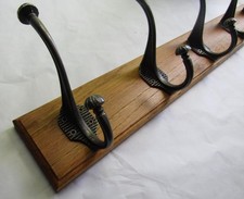 Rustic Oak coat hook rack rail