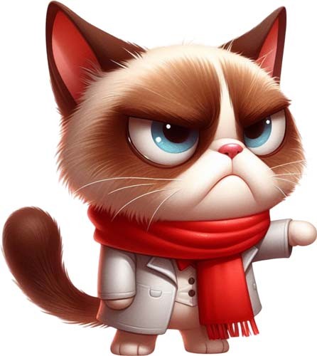 Funny grumpy kitten cat - funny, wall