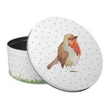 Robins Large Cake Tin - Rhiannon Chauncey Round Metal Storage Gifts for Baking