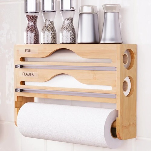 Bamboo food wrap dispenser - bamboo,