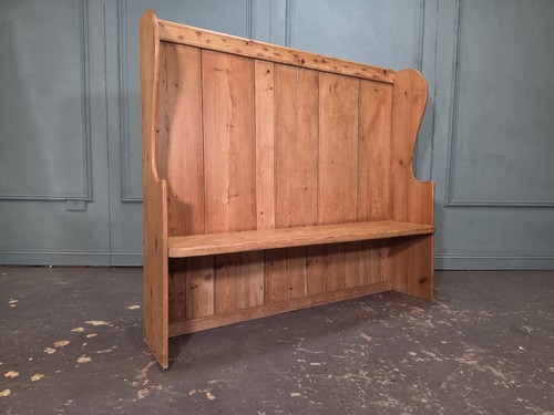 Antique pine settle bench - settle,