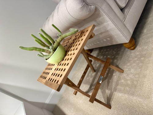 Teak folding side table - teak, tv