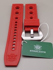 Steeldive RED 22mm Auto Replacement Watch Band Diver Rubber Strap 💢UK STOCK