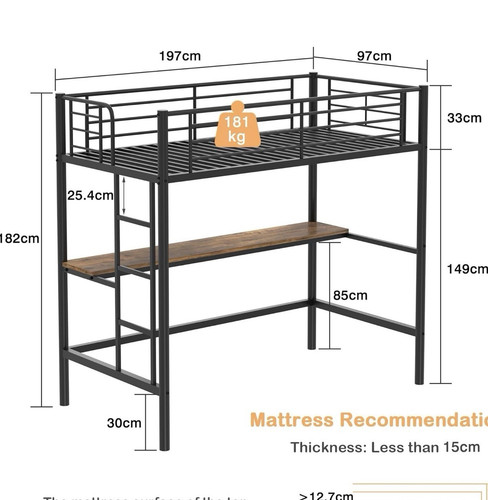 Black matte metal wood loft - black,