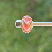 Authentic trollbeads ooak unique glass bead Christmas armadillo pink glitter 