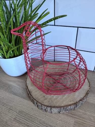Red wire chicken egg basket - egg,