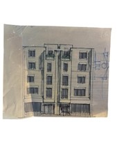 Vintage Architects Drawing Of