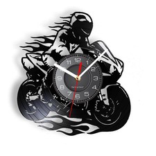 Motorbike Motorcyclist Biker Vinyl Wall Clock With Or Without LED Backlight -New
