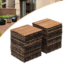 Hardwood Interlocking Patio Deck Tiles Wood Flooring DIY Outdoor 12''x12'' 36Pcs