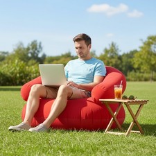 Simple PVC U Shape Inflatable Flocked Bean Bag Sofa