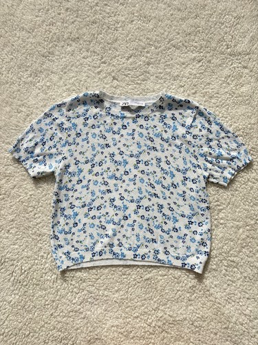 Zara white floral blue - zara,