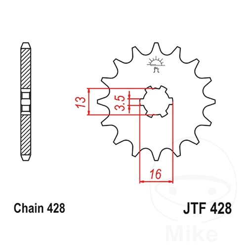 Front sprocket tooth - front, 428
