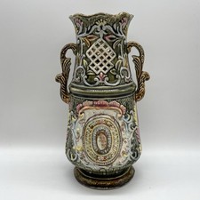 Majolica Twin Handled Vase
