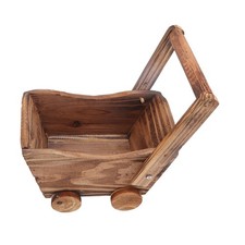 Wooden Wheelbarrow Planter Cedar Wood Succulent Barrel Holder For Indoor