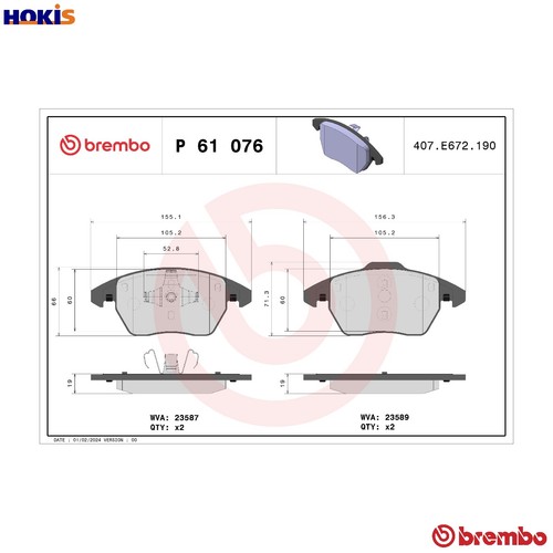 Brake pad set disc - brake, 61