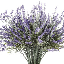 Artificial Silk Lavender Flowers Faux Plant Indoor Outdoor Bundles Fake Plastic
