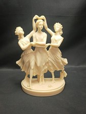 Vintage The Three Graces Alabaster Sculpture Figure Signed 
