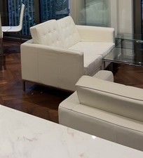 White Leather Sofa Couch And