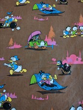 VTG 60s 70s Disney Curtain Fabric Donald Duck Scrooge Magica De Spell RARE #1